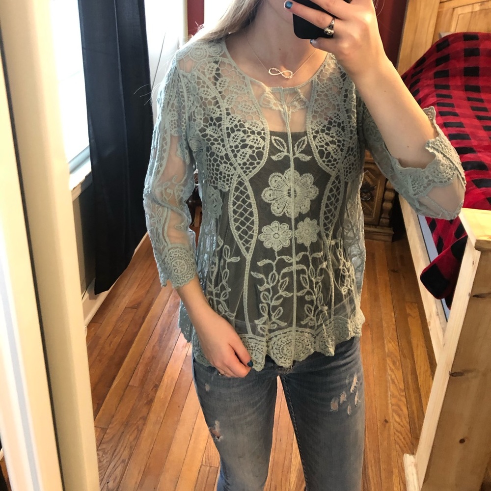 Cato, lace, see through, 3 quarter sleeve